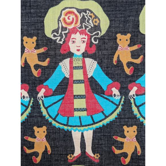 SALE! Deadstock ATSUKO MATANO Vintage Handkerchief Dancing Girl & Teddy Bear NWT - Picture 1 of 7